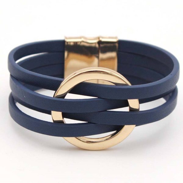 PU Multi-layered wristband, large ring cuff bracelet - Image 3
