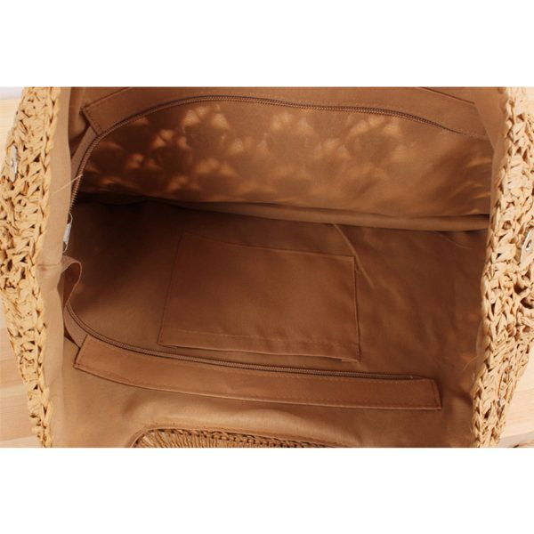 Straw Beach Handbags with Lining Pockets for Women - Image 5
