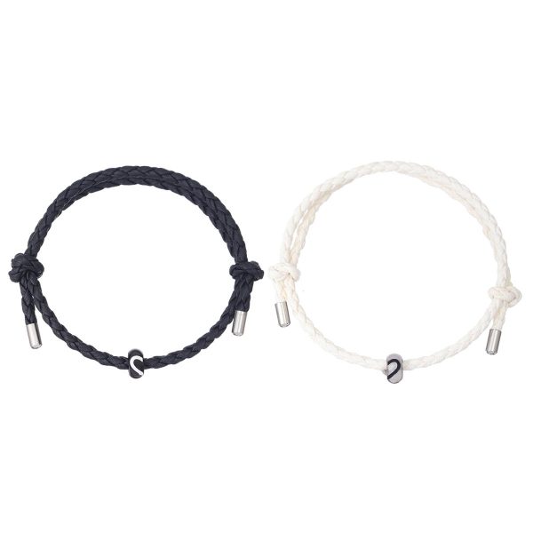 PU woven leather couple bracelet