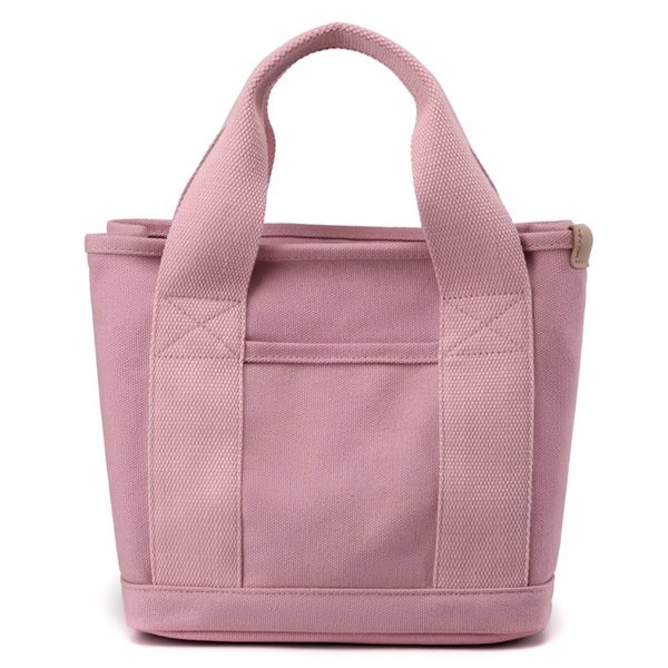 Canvas Small Tote Bag Handbag with Zipper - Image 5