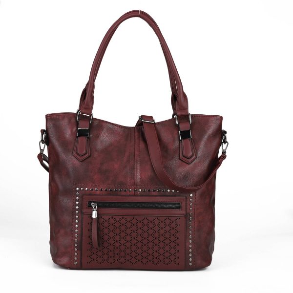 PU Top Handle Bags with Rivet Multi - Image 2