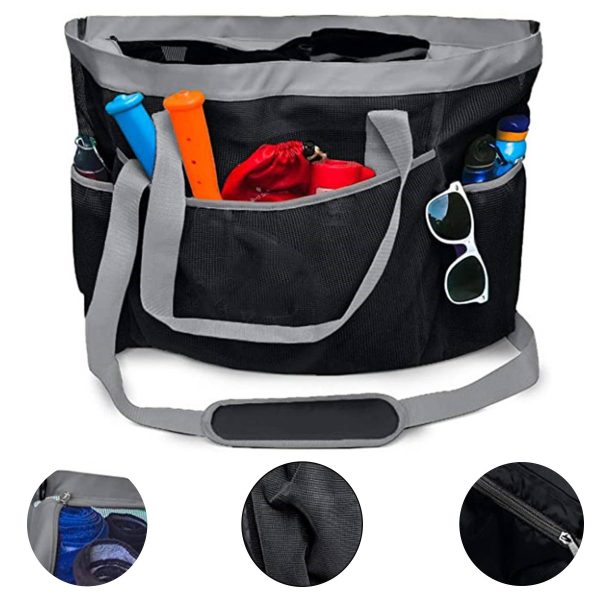 Nylon Mesh Beach crossbody Bag with Zipper