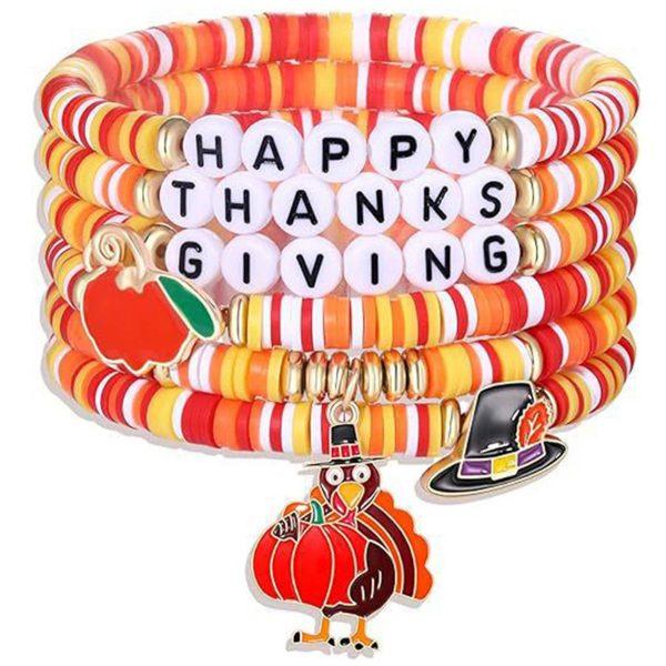 Plastic Thanksgiving turkey maple leaf pendant bracelet