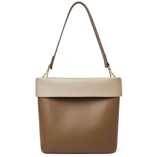 Genuine Leather Color-block shoulder commuter cross-body bag - Image 2