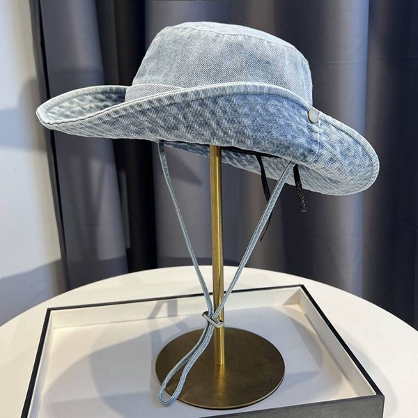 Women Cotton Travel Denim Bucket Hat - Image 3