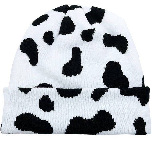 Spotted Knit Cap Cow Stripes Beanie - Image 4