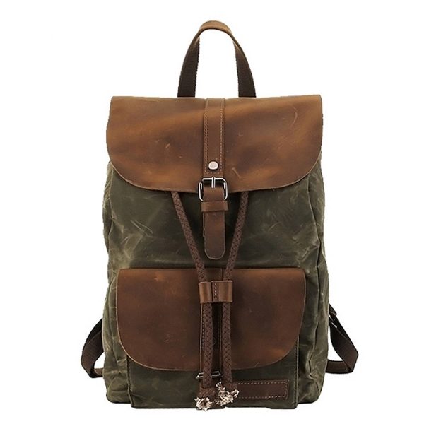 Vintage Waterproof Backpack Daypack Made of Canvas Leather - Image 2