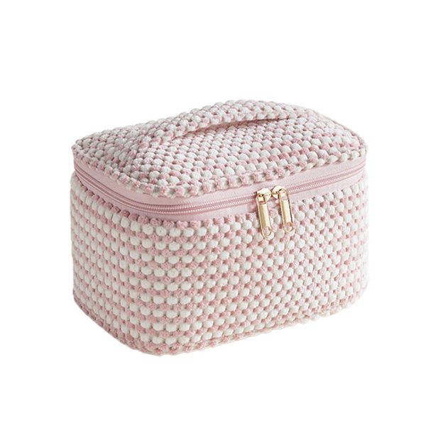 Large Capacity Corduroy Makeup Bag w/ Mesh Pocket - Image 4