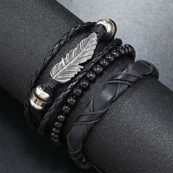 PU Simple hand-woven alloy feather bracelet - Image 2