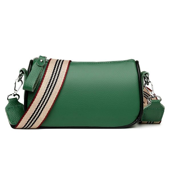 Faux Leather stylish wide shoulder strap cross-body bag - Image 4