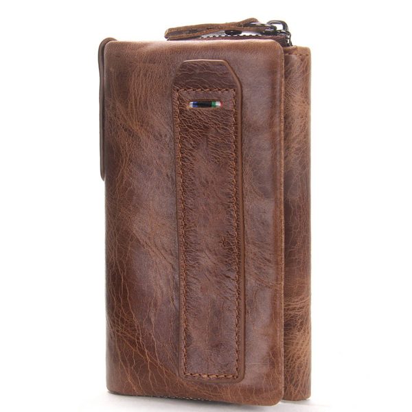 Genuine Leather Key Holder Wallet Men Coffee Black - Image 2