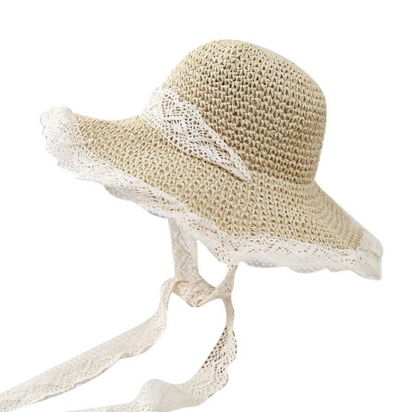 Jute Summer thin breathable lace cutout straw hat - Image 2