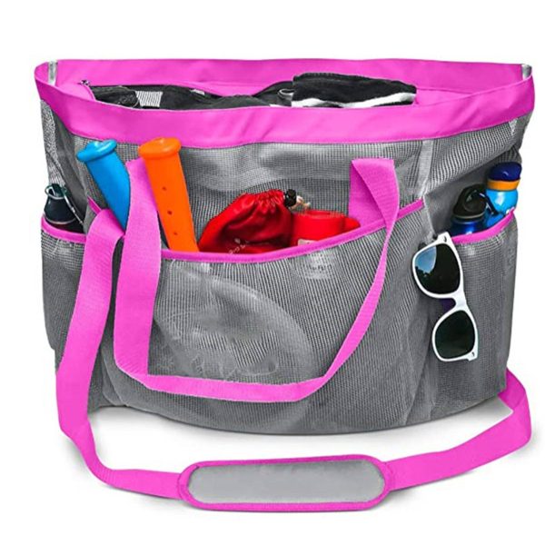 Nylon Mesh Beach crossbody Bag with Zipper - Image 2