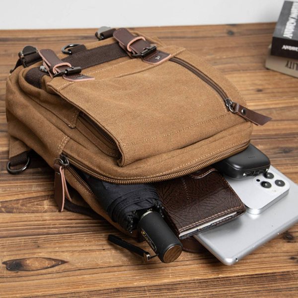 Large Capacity Canvas Crossbody Backpack for Business Travel - Image 8