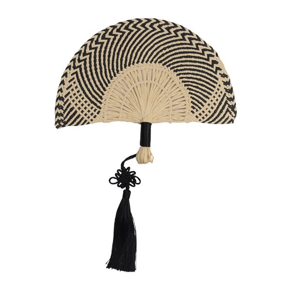 Handwoven Straw Fan W/ Elegant Tassel
