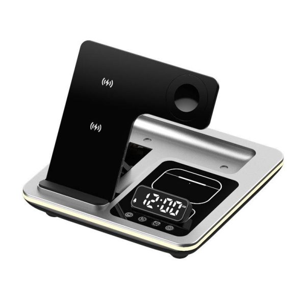 5-In-1 Electric Folding Wireless Charger W/ Alarm Clock - Image 2