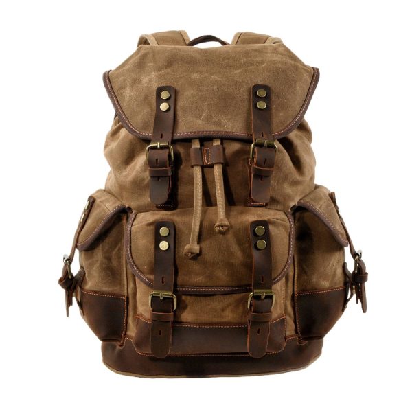 Leather Waxed Canvas Waterproof Backpack
