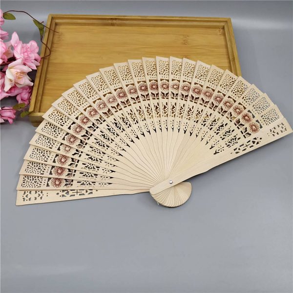 Vintage Wooden Handheld Folding Fan - Image 2