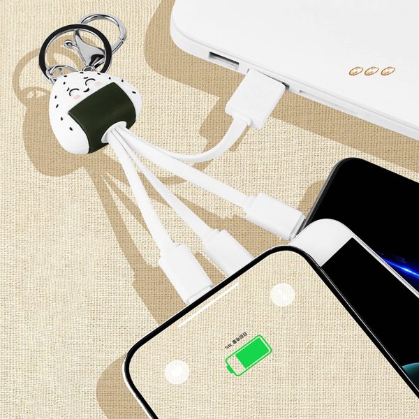 3 in 1 Cartoon Charging Cable Keychain