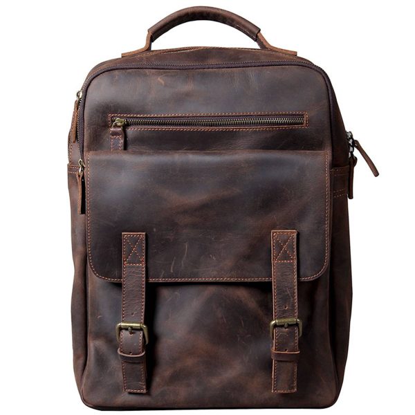 Vintage Genuine Leather Laptop Men Backpack - Image 2