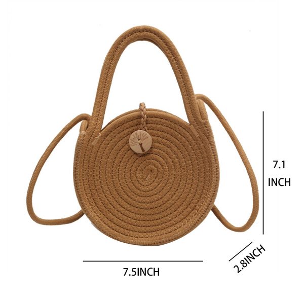 Straw Solid Round Tote Cross-body Bag - Image 5