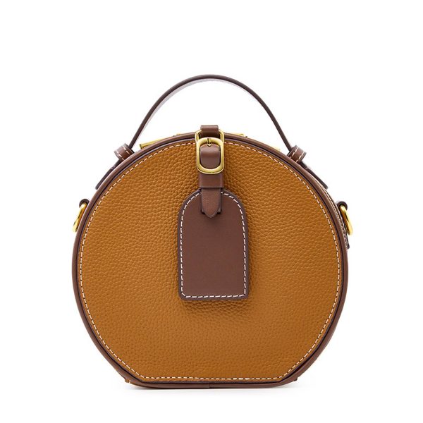 Genuine Leather Round hand-held women's Crossbody bag