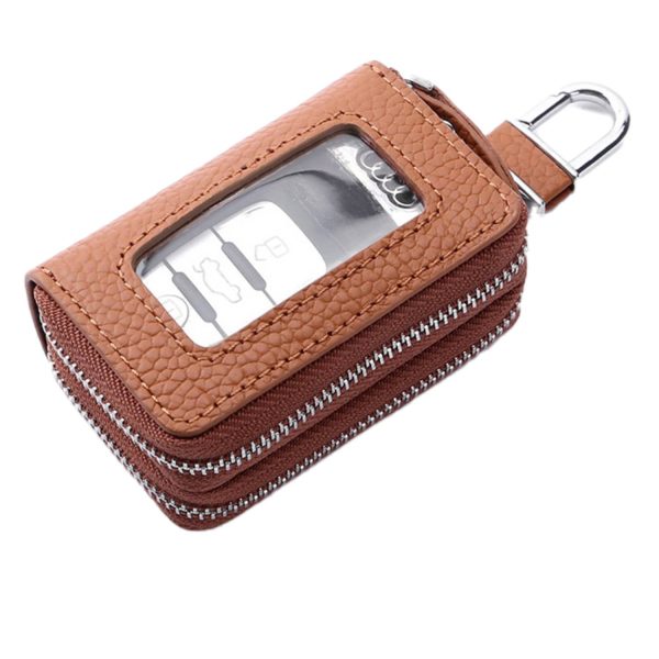 Durable car key bag w/ double zippers