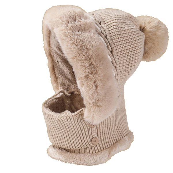 Winter Warm One Piece Fleece Scarf Mask Knitted Hat - Image 2