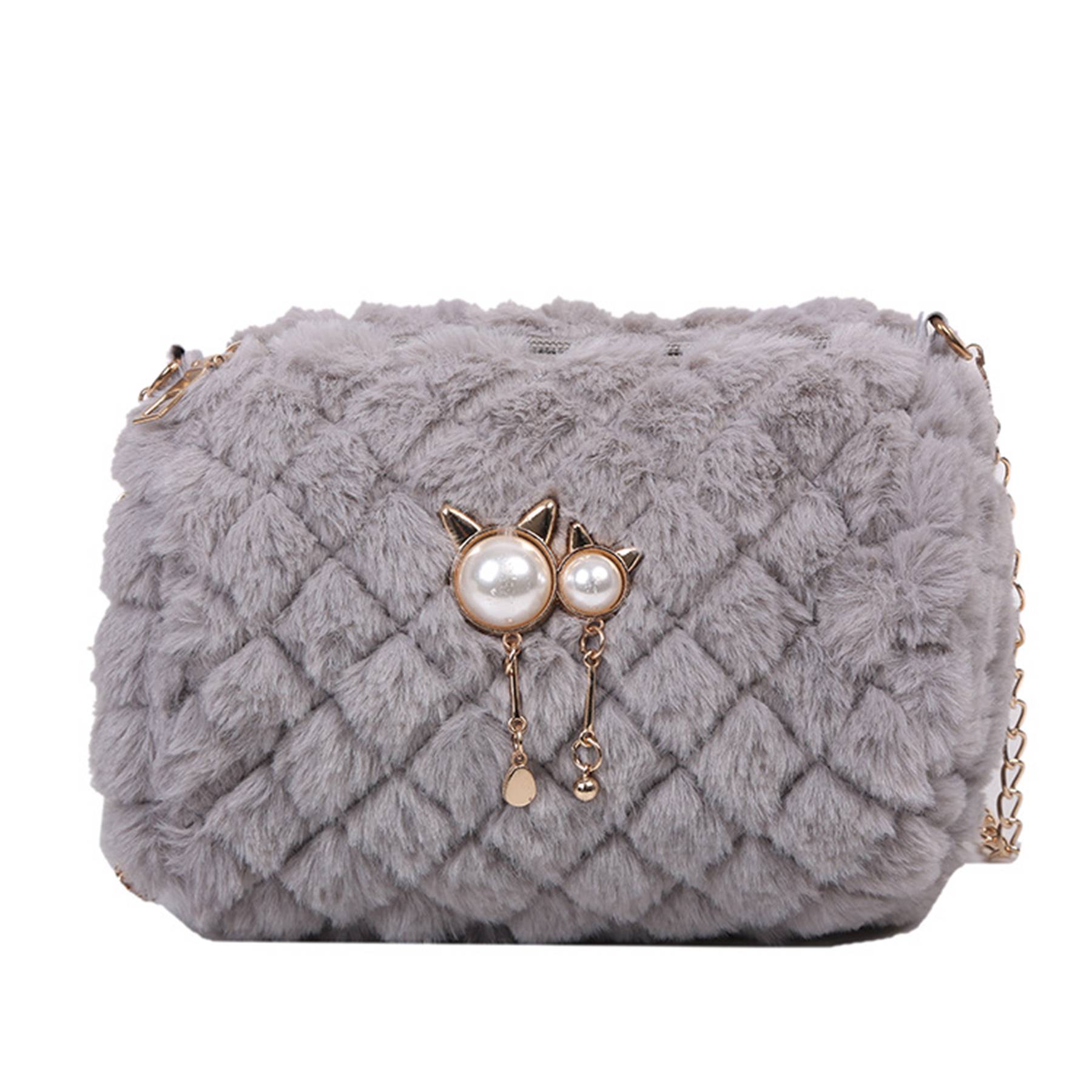 Cotton Stylish versatile cross-body plush chain shoulder bag - Image 2