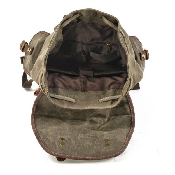 Leather Waxed Canvas Waterproof Backpack - Image 6