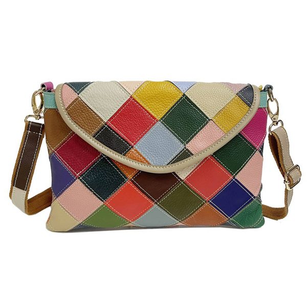 Genuine Leather Lingered panels shoulder cross-body bag