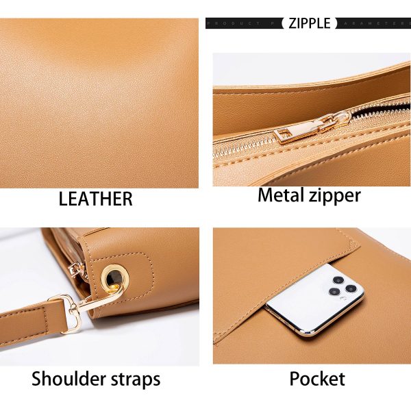 PU Simple vintage bucket tote cross-body bag - Image 6