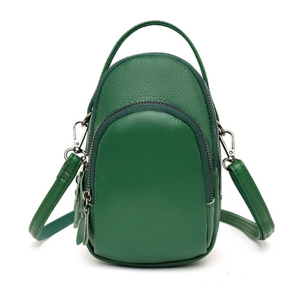 Genuine Leather Two Compartment Phone Crossbody Mini Bag - Image 2