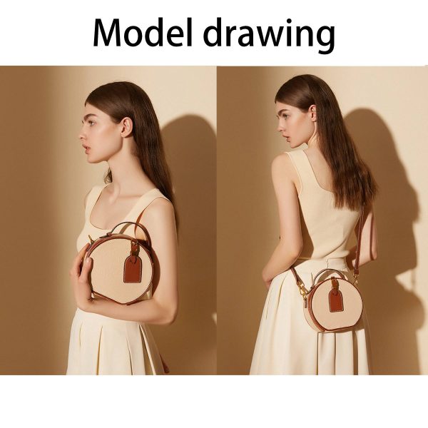 Genuine Leather Round hand-held women's Crossbody bag - Image 5