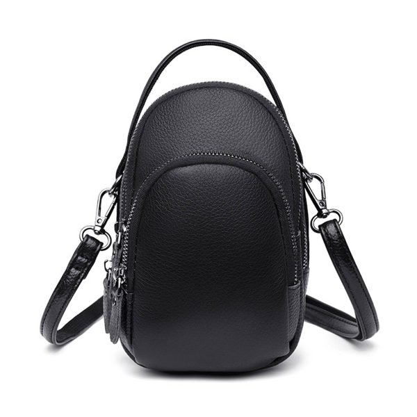 Genuine Leather Two Compartment Phone Crossbody Mini Bag - Image 3