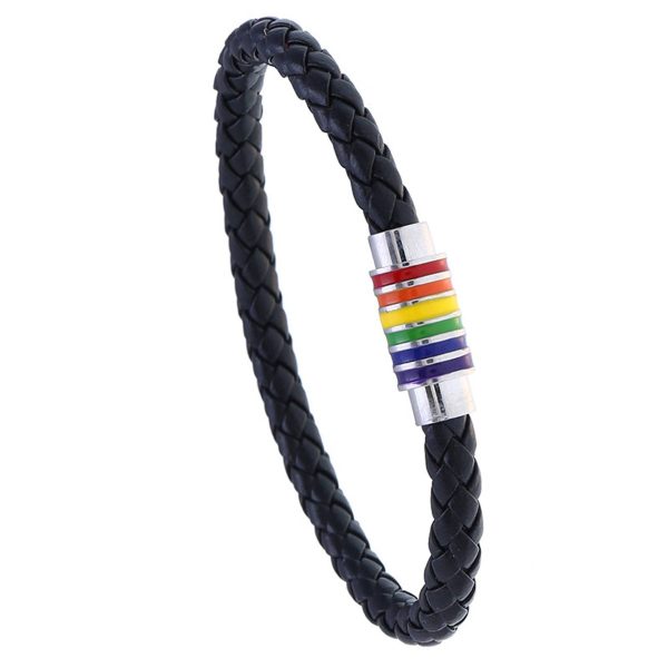 Copper magnetic buckle PU leather bracelet