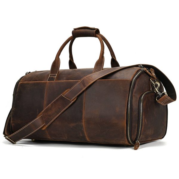 Genuine Leather Weekender Garment Duffle Bag - Image 3
