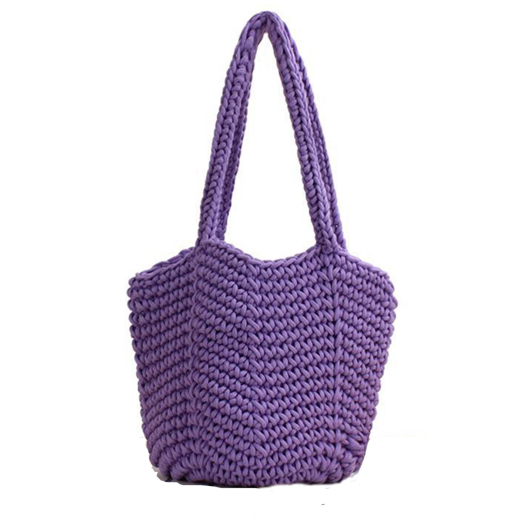 Jute Women Cotton Knitted Tote Mesh Beach Bag - Image 4
