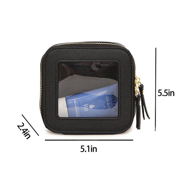 Compact Waterproof Transparent Pu Makeup Bag - Image 4