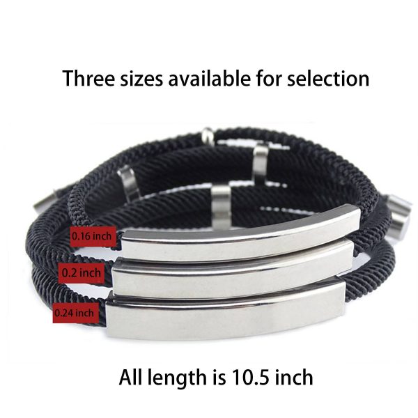 Stainless steel braided cotton rope bracelet - Image 3
