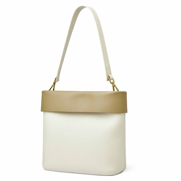 Genuine Leather Color-block shoulder commuter cross-body bag