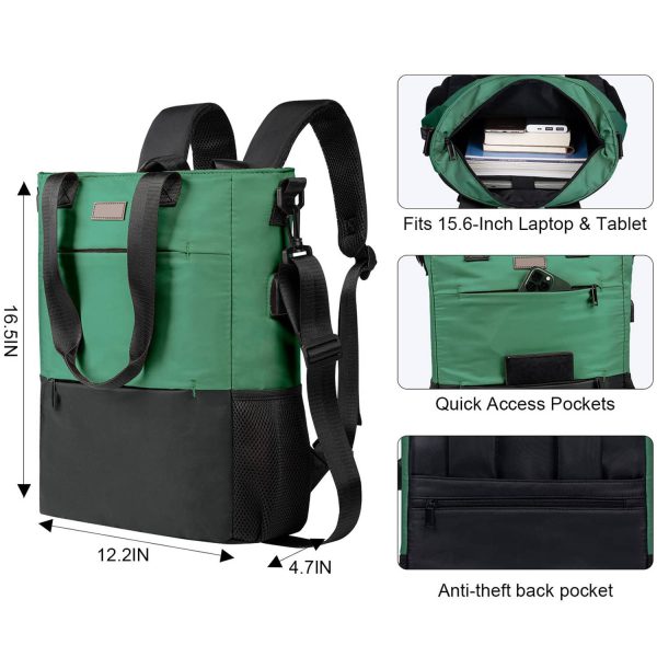 Convertible Women Laptop Water Resistant Casual Backpack - Image 6