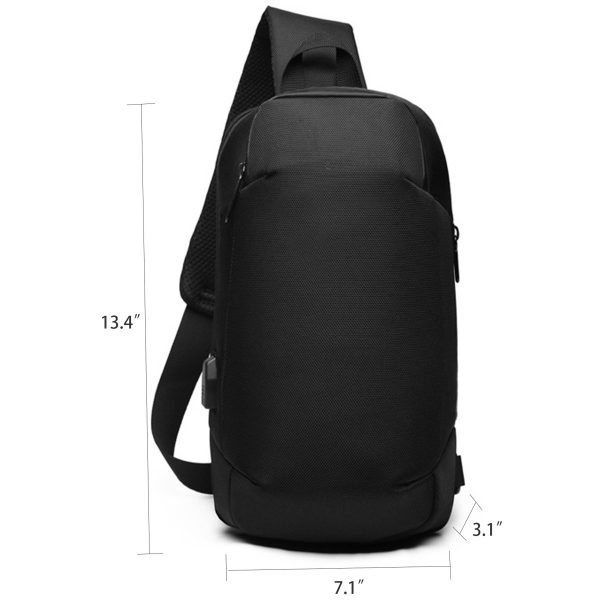 Oxford Sling Waterproof Chest Bag with USB Charging Port - Image 6