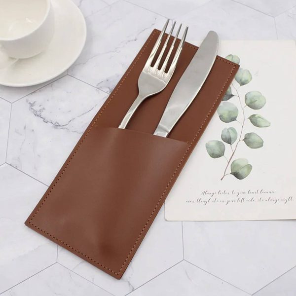Leather Cutlery Sleeve Utensil Holder