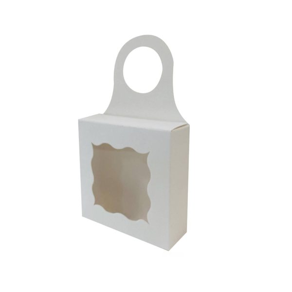 Kraft Paper Wine Bottle Box w/ Window Hanging Foldable - Image 3