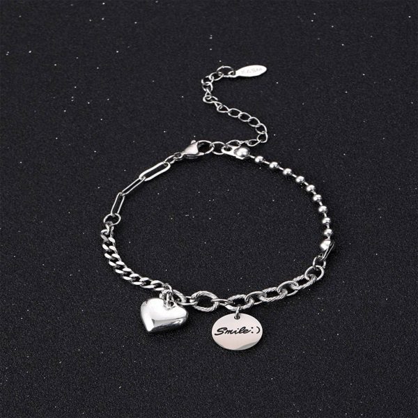 Stainless Steel Peach heart coin bracelet - Image 3