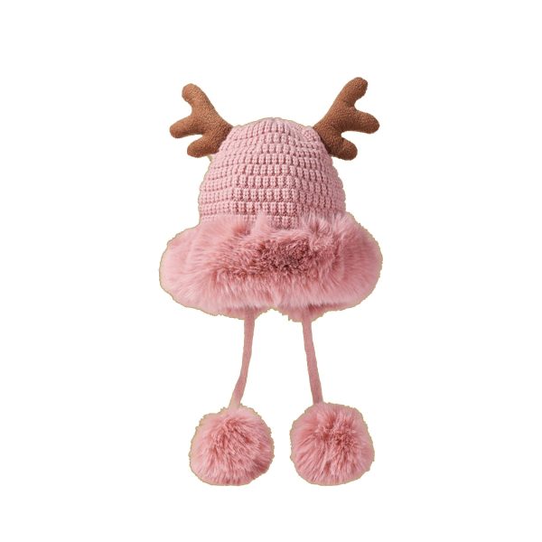 Women winter cover ear antler knit hat - Image 6