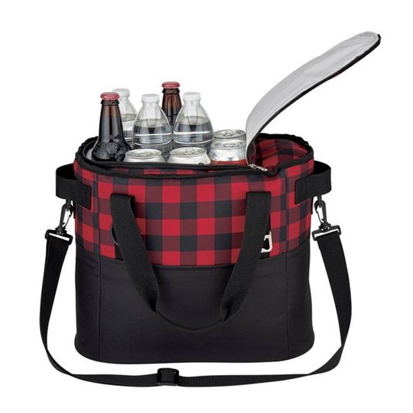 Plaid Pattern Cooler Insulated Bag W/ Bottle Opener - Image 2
