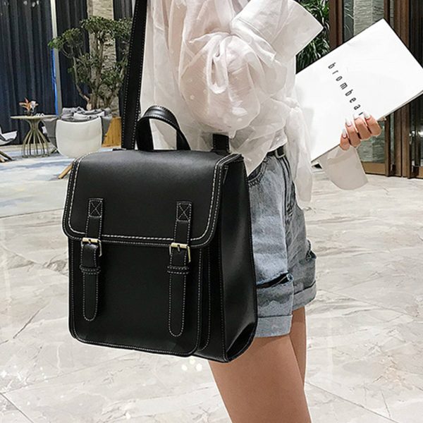 PU Leather Casual Daypack Style Flap Backpacks for Ladies - Image 4
