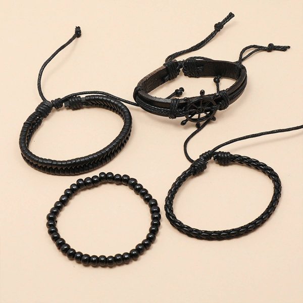PU Hand-woven black rudder bracelet - Image 3